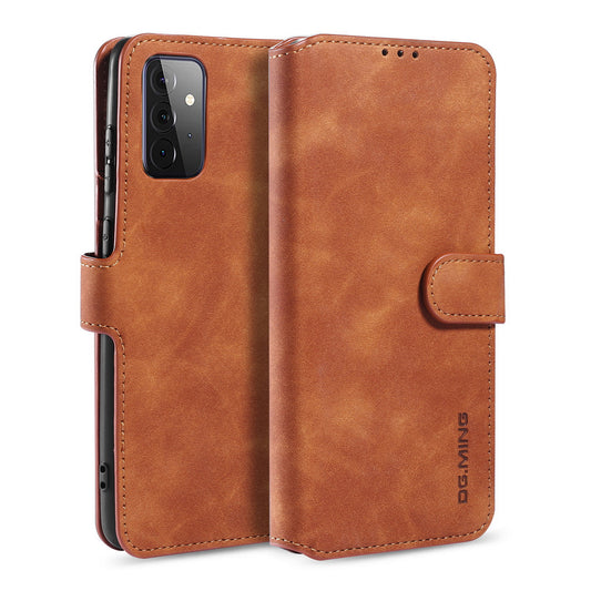 Retro Edge Galaxy A72 Leather Case Flip Stand Buckle with Hand Strap