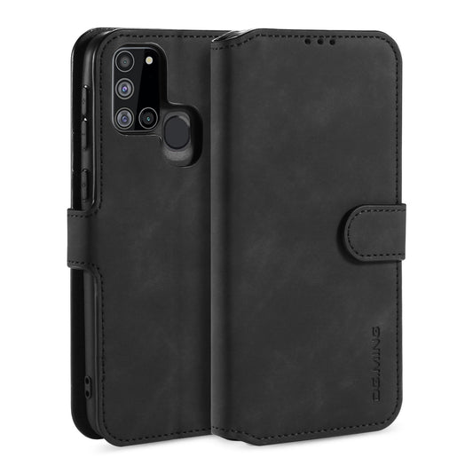 Retro Edge Galaxy A21 Leather Case Flip Stand Buckle with Hand Strap