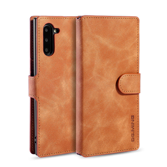 Retro Edge Galaxy Note10 Leather Case Flip Stand Buckle with Hand Strap