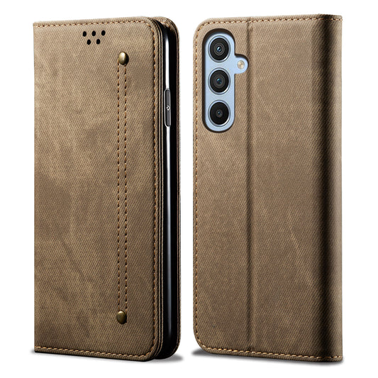 Retro Demin Galaxy A25 Leather Case Frosted TPU Shell Magnetic Wallet Stand