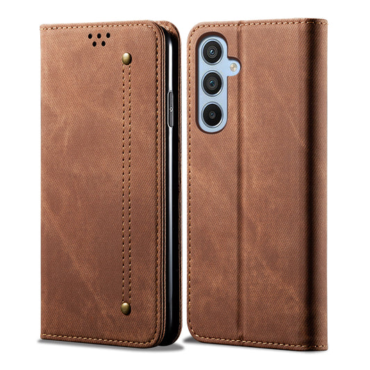 Retro Demin Galaxy A05 Leather Case Frosted TPU Shell Magnetic Wallet Stand