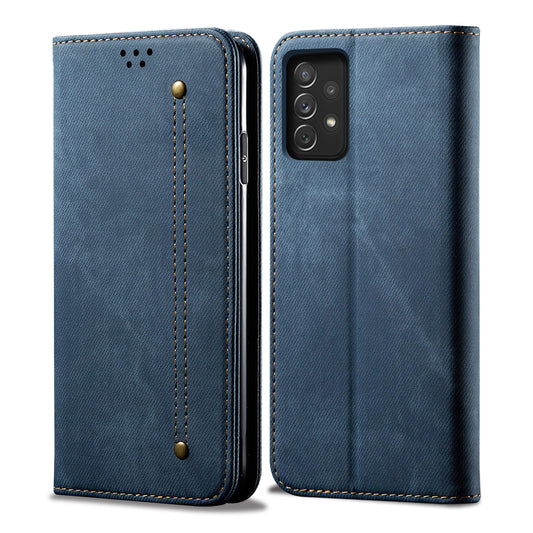 Retro Demin Galaxy A73 Leather Case Frosted TPU Shell Magnetic Wallet Stand