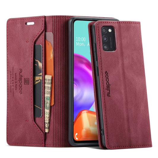 Retro Frosted Galaxy A41 Case Leather Magnetic Soft TPU Wallet Stand RFID
