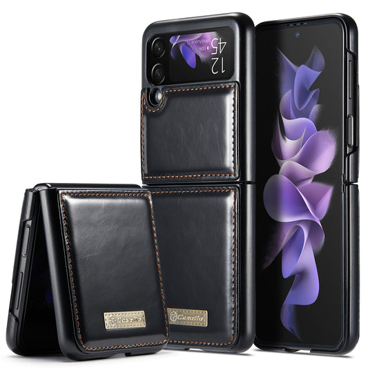 Luxury Retro Galaxy Z Flip3 Leather Case Sturdy Shiny Flip Stand Magnetic Business