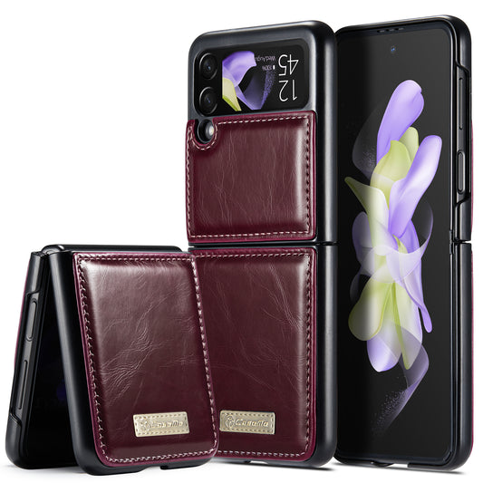 Luxury Retro Galaxy Z Flip4 Leather Case Sturdy Shiny Flip Stand Magnetic Business