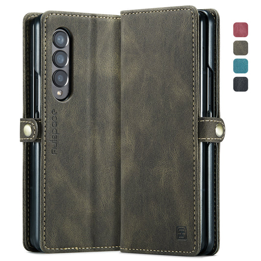 Retro Frosted Galaxy Z Fold3 Case Leather Magnetic Soft TPU Wallet Stand RFID