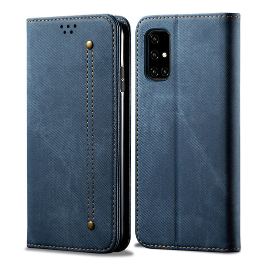 Retro Demin Galaxy A41 Leather Case Frosted TPU Shell Magnetic Wallet Stand
