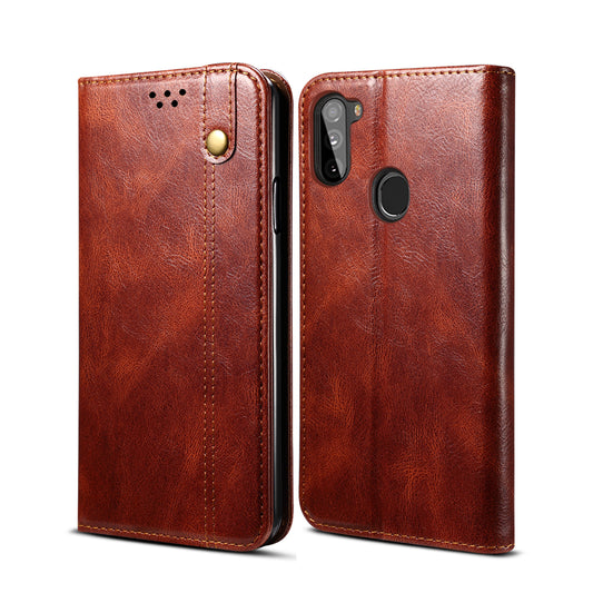 Oil Wax Leather Galaxy A41 Case Magnetic Wallet Stand Slim Classical
