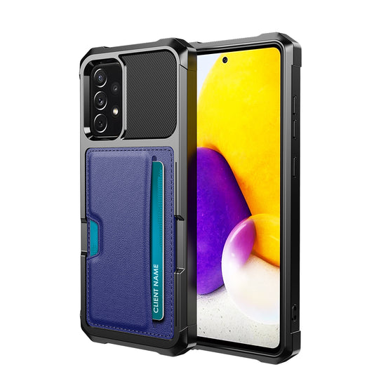 Car Magnetism Galaxy A72 TPU Cover with Leather Card Holder Slim