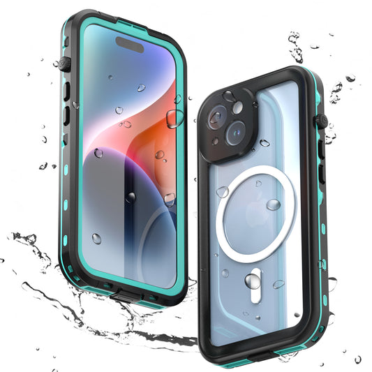 Clear Dot Swimming iPhone 15 Plus Waterproof Case Full Protection Built-in Screen Protector