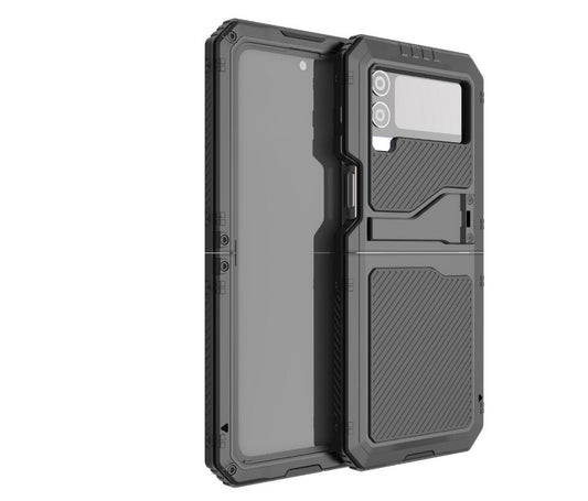 Silver Shield Galaxy Z Flip4 Metal Case Triple Proof Lens Holder Magnetic Suction