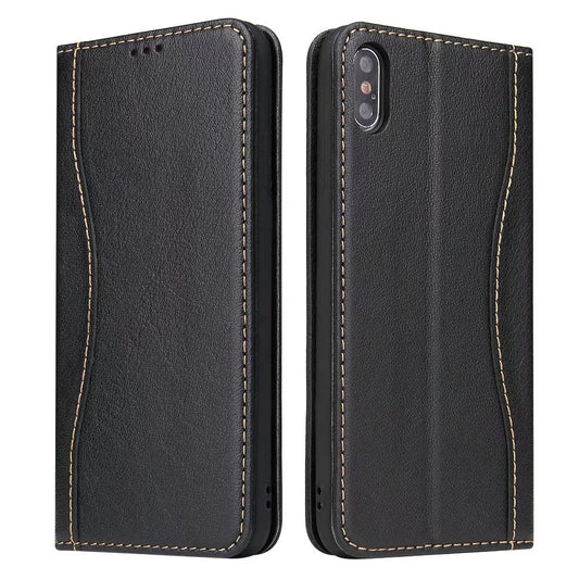 West Gun iPhone XR Genuine Leather Case Classical Wallet Stand