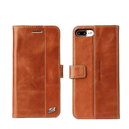 West Gun iPhone 7 Plus Genuine Leather Case Classical Wallet Stand
