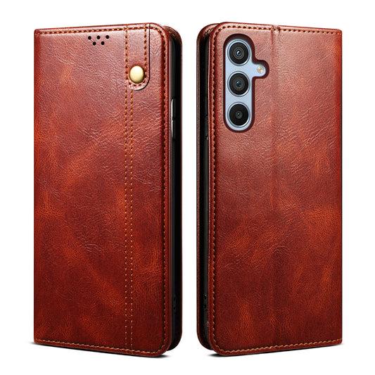 Oil Wax Leather Galaxy A05 Case Magnetic Wallet Stand Slim Classical