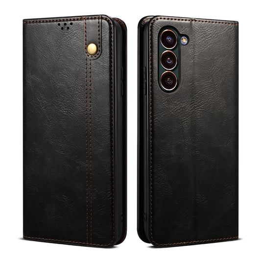 Oil Wax Leather Galaxy S24+ Case Magnetic Wallet Stand Slim Classical